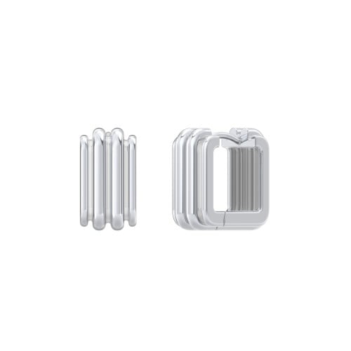 Grooved Rectangular Huggie Earrings