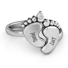 Footprint ring sale with birthstone