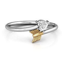 Sterling Silver Heart & Arrow Ring with Cubic Zirconia Stone | Jewlr