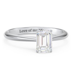 10K White Gold 1 ct. DEW (7x5mm) Emerald-Cut Moissanite Engagement