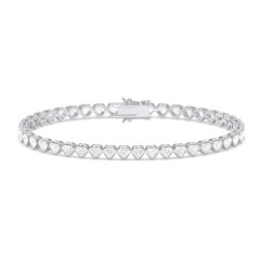 Sterling silver hot free form cubic Zirconia heart bracelet 7 1/2 inches