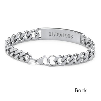 Solid Sterling Silver Curb Link ID Bracelet Personalized Engraved Mono –  BringJoyCollection