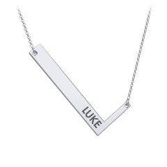 Asymmetrical initial store necklace silver