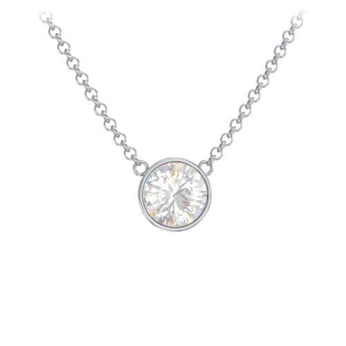 Sterling Silver Cubic Zirconia Solitaire Pendant