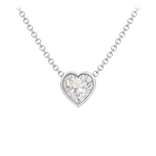 Sterling Silver Cubic Zirconia Solitaire Heart Pendant