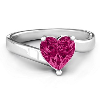 Pink Heart Ring, Large Heart Shaped Crystal Ring, Wedding Ring