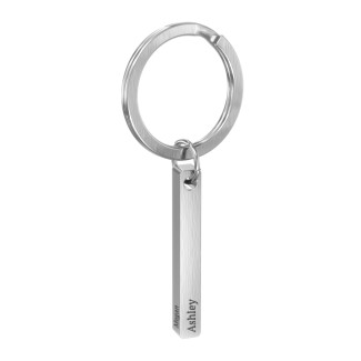 Engravable Polished and Brushed Rectangular Stainless Steel Key Chain
