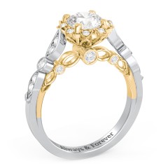 Vintage Solitaire Diamond Engagement Ring With Accents And Floral ...