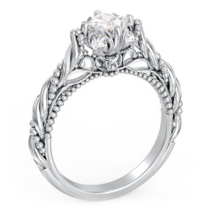 Vintage Solitaire Diamond Engagement Ring With Accents And Floral ...