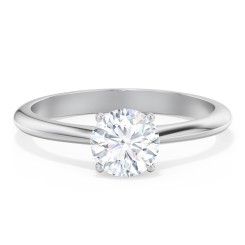 Classic Simple Solitaire Engagement Ring in 14k White Gold