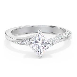 Solitaire Engagement Ring with Twisted Shoulder Accents | Jewlr