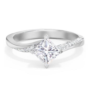 Solitaire Engagement Ring with Twisted Shoulder Accents | Jewlr