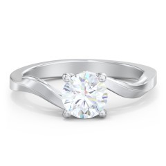 Diamond Solitaire Engagement Wave Ring with Filigree Details | Jewlr