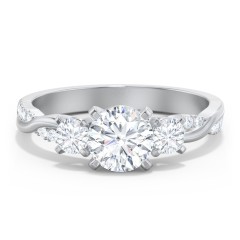 Shiny Women Silver Wedding Engagement Rings Round Cut White