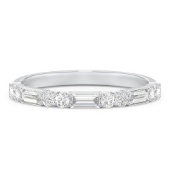 Round and baguette diamond clearance wedding band