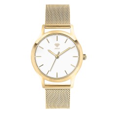 Men's dress watch. Large white face with gold buy accents, classic design Sold as is