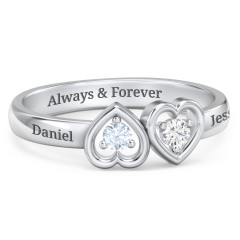 Sterling Silver Inverted Kissing Hearts Ring | Jewlr