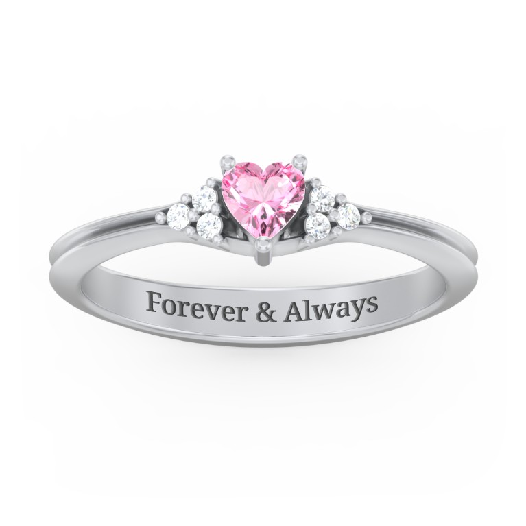 Narrow Heart Ring with Shoulder Accents | Jewlr