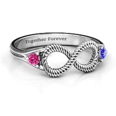 infinity ring with two birthstones