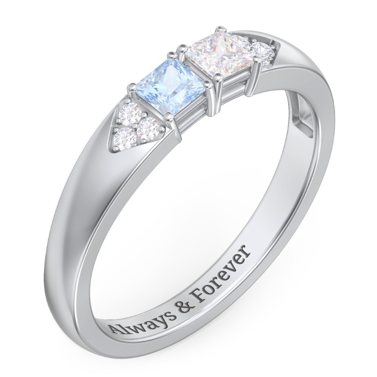 Classic 2-7 Princess Cut Ring with Accents | Jewlr