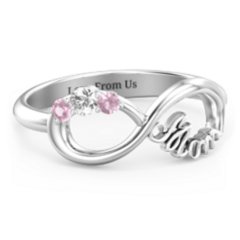 Sterling Silver Mom's Infinite Love Ring with 2-10 Stones