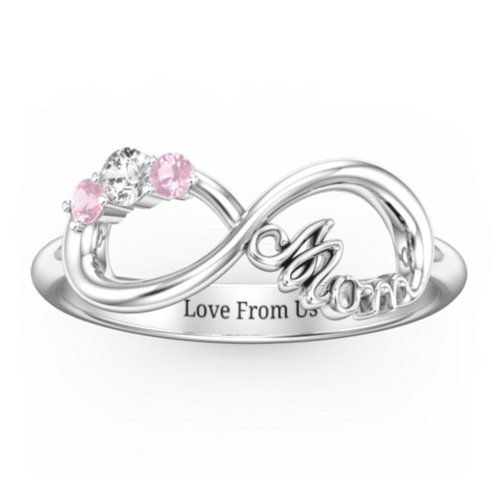 Sterling Silver Mom's Infinite Love Ring with 2-10 Stones | Jewlr