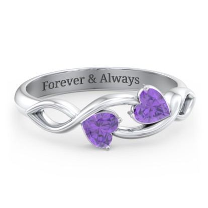 Heavenly Hearts Ring With Heart Birthstones 