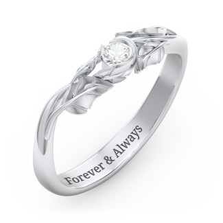 Solitaire Leaf Band Ring | Jewlr