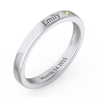 Stackable Birthstone Ring with Engraving | Jewlr