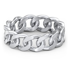 Sterling Silver Wide Curb Link Chain Ring