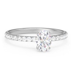 10K White Gold 1 ct. (7x5mm) Oval Moissanite Engagement Ring With
