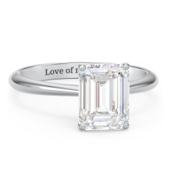 3 ct. 9x7mm Emerald Cut Moissanite Engagement Ring with Tapered Knife Edge