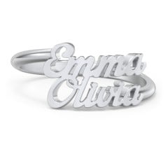 Two name online ring in silver