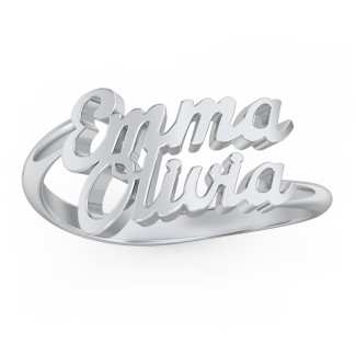 Silver N Style, MONORG2 - Personalized Monogram Ring in Sterling Silver, Plated in White Rhodium or Yellow Gold