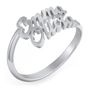 Silver N Style, MONORG2 - Personalized Monogram Ring in Sterling Silver, Plated in White Rhodium or Yellow Gold