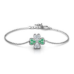 silver four leaf clover bracelet