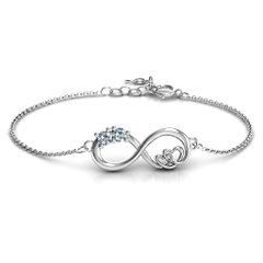 Sterling Silver Double the Love Infinity Bracelet with Cubic Zirconia Stones