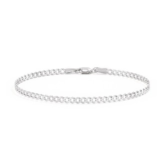 14K White Gold Curb Chain Bracelet