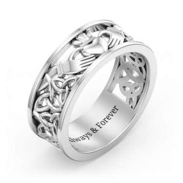 Sterling Silver Men's Celtic Claddagh Band Ring | Jewlr