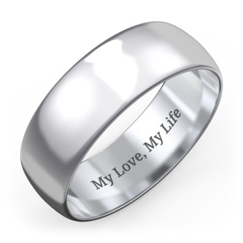 Sterling Silver Men's Classic Half Round Wedding Band - 7mm Width