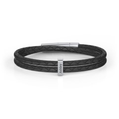 Mens sterling sale silver leather bracelets