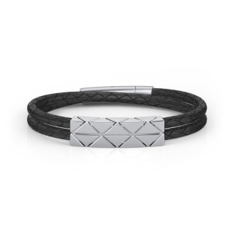 Sterling silver & leather bracelet - Bottega Veneta - Men