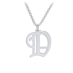 Shiv Creation English Alphabet Initial Charms Letter Initial D Alphabet  Silver Stainless Steel Pendant Necklace Chain For Men And Women