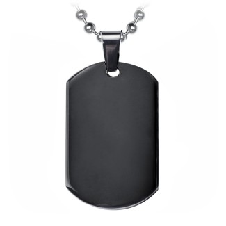 Men’s Engravable Stainless Steel Dog Tag Necklace with Carbon Fiber Inlay