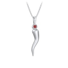 Mens silver deals italian horn necklace