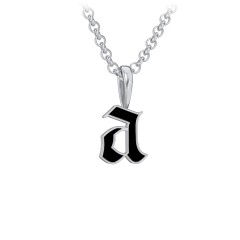 Sterling Silver Men's Enamel Gothic Initial Necklace