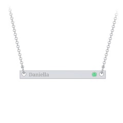 Bar necklace with name deals and birthstone