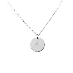 initial disc pendant necklace silver