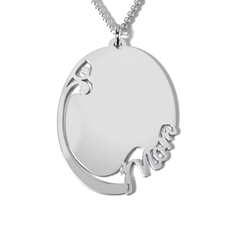 Sterling Silver Oval Elegance Engravable Mom Necklace Jewlr