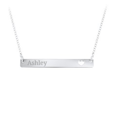 sterling silver necklace with engravable bar pendant